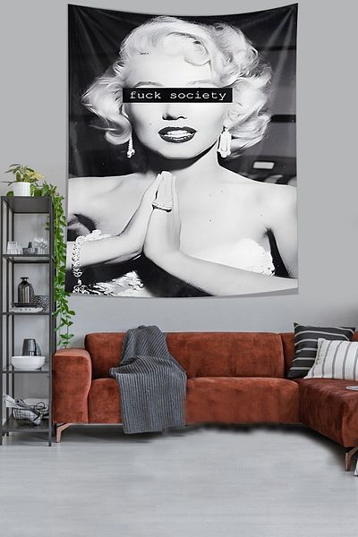 on the clouds Marilyn Monroe Written Stain Resistant Fabric Wall Cloth Tapestry