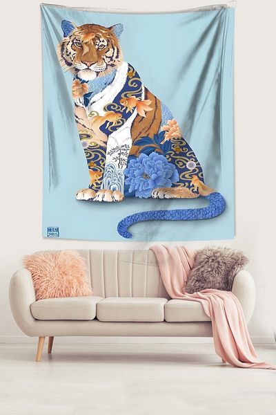 on the clouds Flower Themed Tiger Stain Resistant Fabric Wall Cloth Wall Tapestry Tapestry