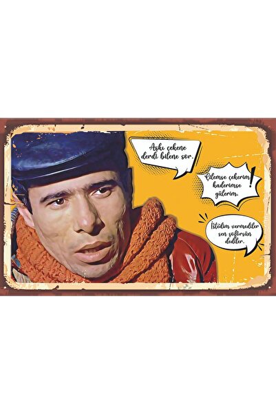 hediyeniburadabul Ρετρό ξύλινη αφίσα με θέμα το Yeşilçam