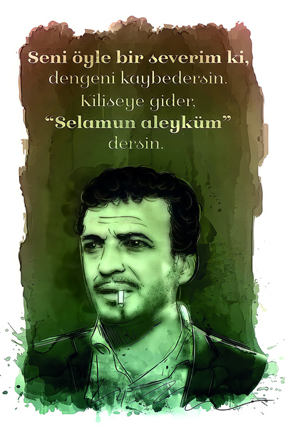 hediyeniburadabul Ρετρό ξύλινη αφίσα με θέμα το Yeşilçam