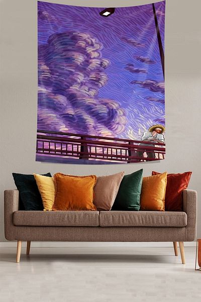 on the clouds Van Gogh Patterned Stain Resistant Fabric Wall Cover Wall Carpet Tapestry