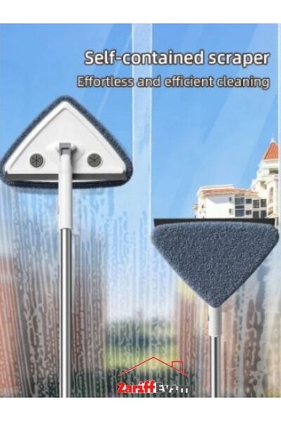 Zariff Evim Üçgen Camsil Duvar Yüzey Cam Silme 3 Sopa 3 Bez Aparatı Mop