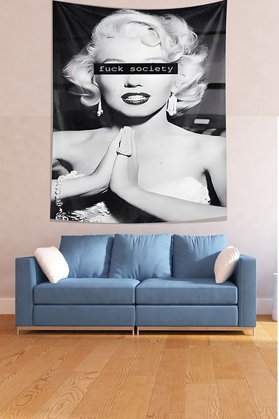 on the clouds Marilyn Monroe Written Stain Resistant Fabric Wall Cloth Tapestry