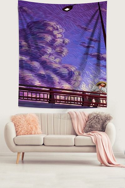 on the clouds Van Gogh Patterned Stain Resistant Fabric Wall Cover Wall Carpet Tapestry