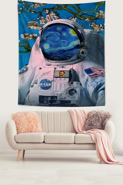 on the clouds Van Gogh Astronaut în spațiul cosmic Covor de perete din țesătură rezistentă la pete Tapiserie