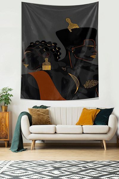 on the clouds Black Women's and Men's Stain Resistant Fabric Wall Cover Wall Tapestry Tapestry