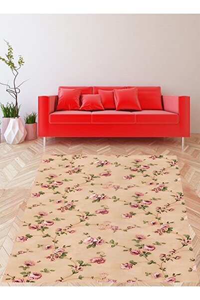 on the clouds Minik Pembe Çiçekler Şık Sade Yıkanabilir Kaymaz Taban Leke Tut...