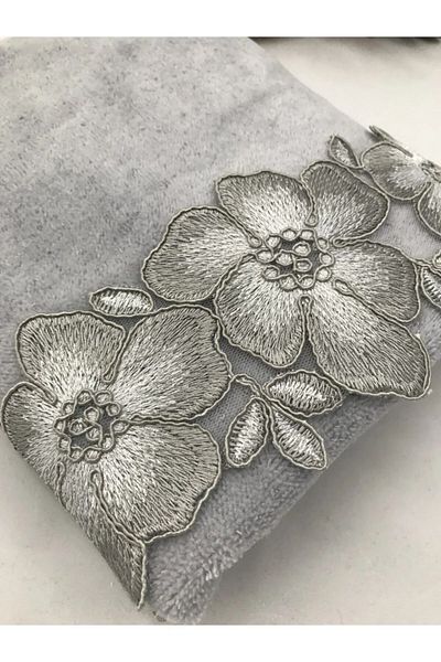 Modares Store Candy Gray Velvet Dowry Holder - 50*90 Cm Hand and Face Towel