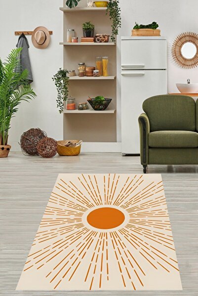 on the clouds Bohem İskandinav Güneş Desenli Geleneksel Yıkanabilir Kaymaz Ta...