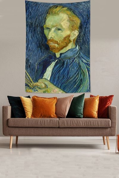 on the clouds Portret Van Gogh Tapiserie de perete din țesătură texturată din catifea rezistentă la pete