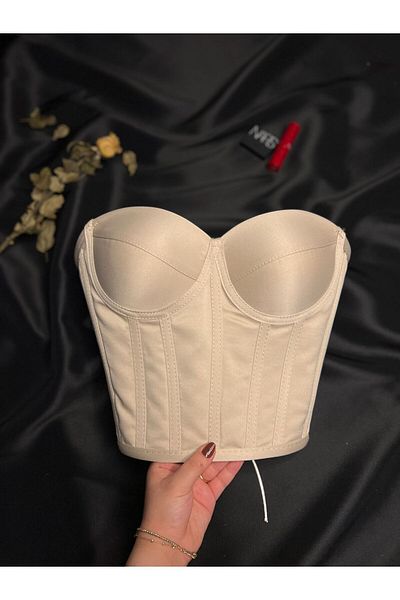 Metay Design Satin Model-S Beige Corset Bustier (Skin Color)
