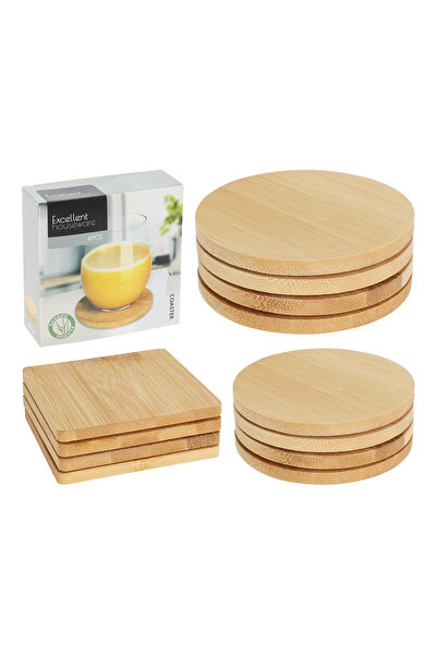 BOYNER EVDE Çok Renkli Bardak Altlıgı 4'lü Ahşap 2 Ass. Kare-Yuvarlak