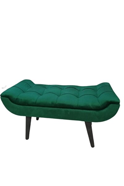 Kargolagelsin Sofaist Dekoratif Ahşap Ayaklı Kapitoneli Puf Koltuk Yeşil