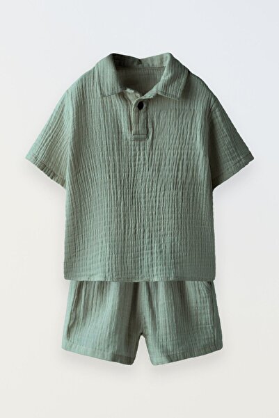 hepbaby Polo Yaka Şortlu Müslin Takım