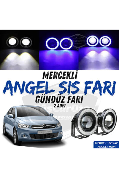 ŞüsCarOto Aksesuar Citroen C Elysee 2012-2023 Uyumlu Mercekli Angel Sis Farı ...