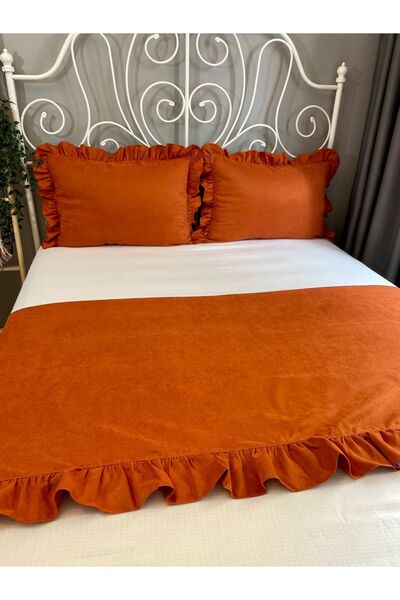 Decamor home Tile Bed Runner Cushion Cover Set Tile Double Size 3 Pieces