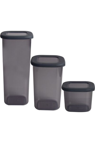ASEV HOME Practical Storage Container with Lid 3-Piece Anthracite Color