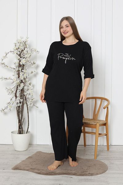 FAMES PİJAMA Ribbed Camisole Cotton Spanish Leg New Season Plus Size Home Wear