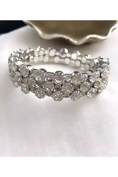 VNS Accessories Silver Silver Stone Spiral Bracelet