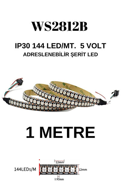 ankarateknik Ws2812b 144 Led Ip30-İç Mekan Adreslenebilir Led /5 Volt /1 Metre
