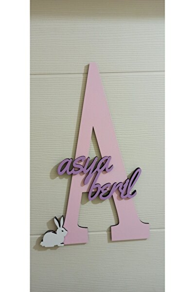 woodengifts ÇOCUK VE BEBEK ODASI HARF ÜZERİ İSİMLİ KAPI VE DUVAR KAPI SÜSÜ PA...