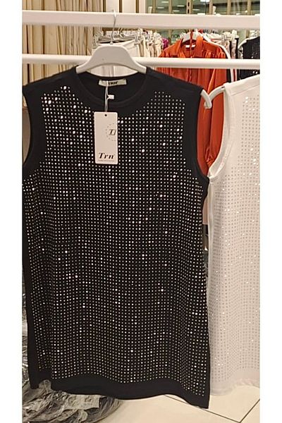 BySerraÖzcan Jewelled Lingerie Tunic Stone Embroidered Blouse