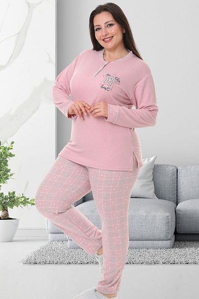 Bella Linda Plus Size Jacquard Cotton Women's Pajamas Set