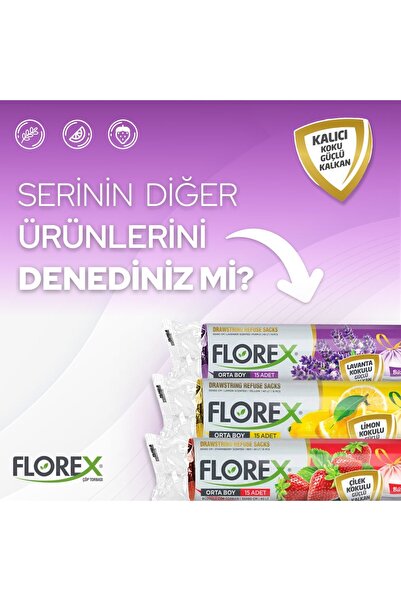 Florex Büzgülü Lavanta Kokulu Orta Boy Çöp Poşeti X 5 Rulo