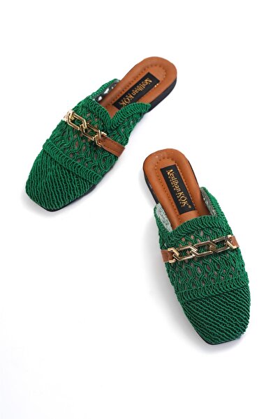 NESLİHAN KÖK WOMEN'S STRAW FRONT CLOSED SLIPPERS
