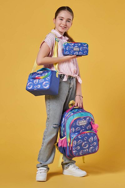Coral High Set de genți de școală din 3 piese roz lavandă - SET cu model cu bule 0123656
