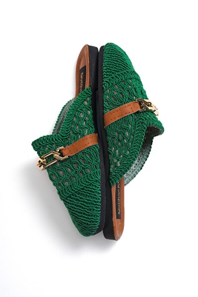 NESLİHAN KÖK WOMEN'S STRAW FRONT CLOSED SLIPPERS