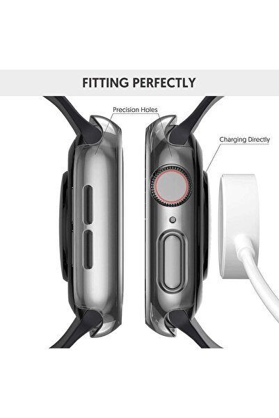 mimtec Apple Watch 1 2 4 5 6 7 8 9 10 Se Serisi 41 Mm Uyumlu 360 Tam Koruma Şeffaf Silikon Kılıf