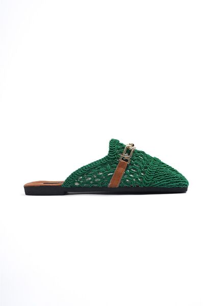 NESLİHAN KÖK WOMEN'S STRAW FRONT CLOSED SLIPPERS