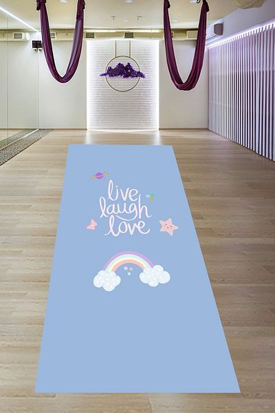 on the clouds Blue Live Laugh Love Scris Curcubeu Model Bază anti-alunecare Covoraș de yoga rezistent la pete Covoraș Pilates