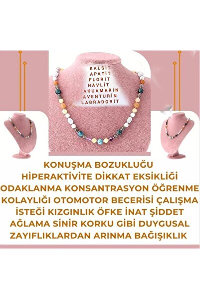 GİZEMLİ DOĞAL TAŞ Gizemli Doğal Taş Öğrenci Çocuk Kolyesi Kekemelik Konuşma B...