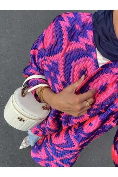 tafta Colorful İpek Kapitone Ceket Morcivert