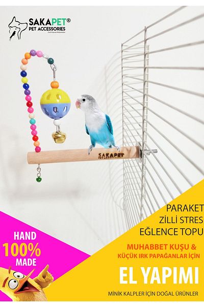 SAKAPET Ball Bird Perch with Bells - Stress Relief