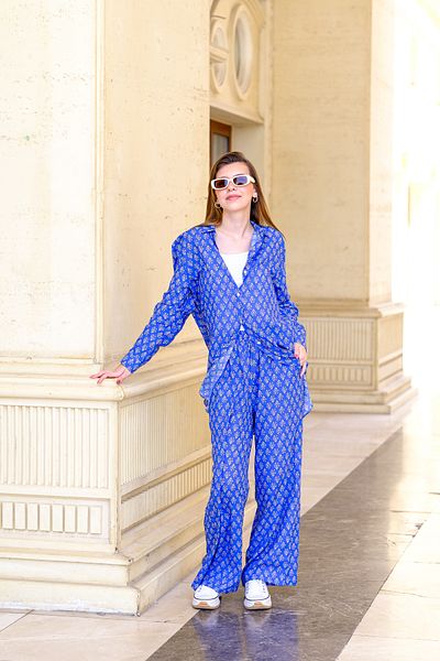 thepery Patterned Women's 100% Cotton Set - Bottom and Top Set