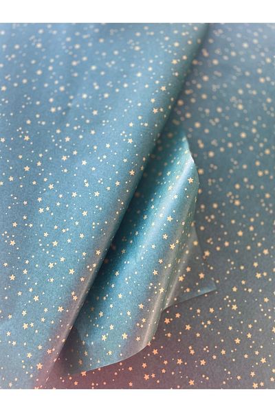 eylülün etiket fabrikası Dark Green Background Gold Star Pattern Pelur Paper / Packaging Paper - 50 Pieces