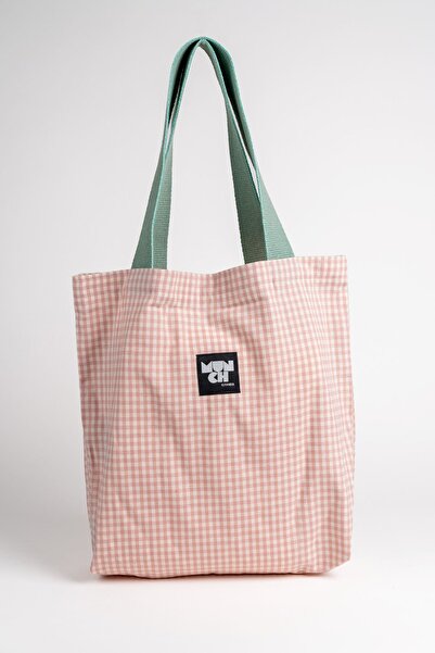 MUNCH İstanbul Pötikare Desenli Körüklü Keten Bez Çanta Tote Bag