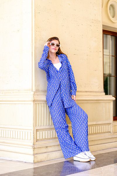 thepery Patterned Women's 100% Cotton Set - Bottom and Top Set