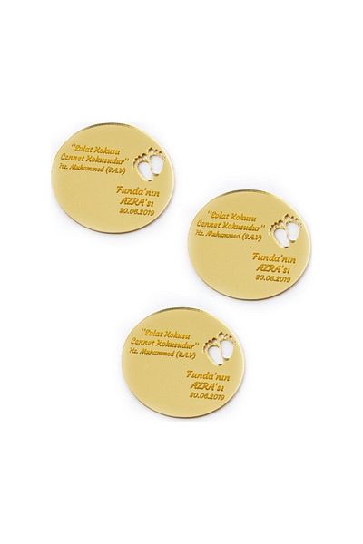 GÜNEŞ LAZER Sun Laser Promise Engagement Wedding Plexiglass Magnet Gold Color 25 Pieces