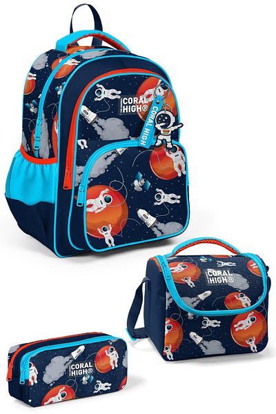 Coral High SET de 3 ghiozdane pentru copii cu model astronaut albastru bleumarin 0123660