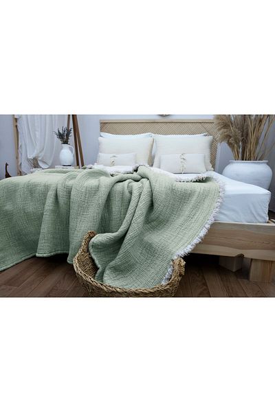 destinyhometex Sage Green 6 Layer Muslin Quilt / King Size 240X260