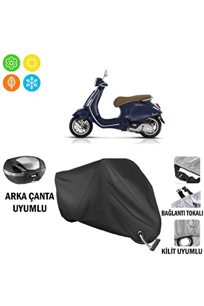 autoEs Vespa Primavera 150 Motosiklet Brandası Arka Çanta, Tokalı ve Kilit Uy...