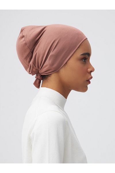 Femple Modest Pastel Rose Colored Tied Bonnet Underscarf