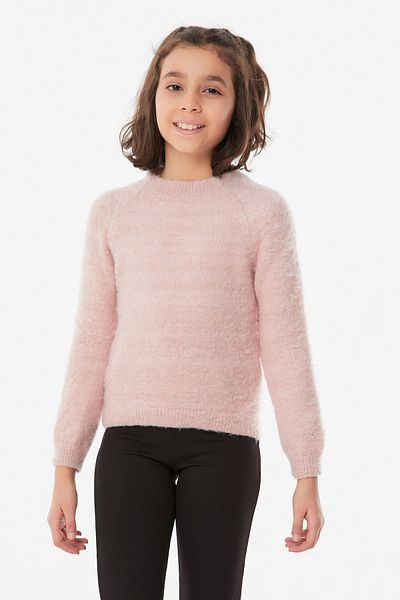 Fulla Moda Bearded Stand Collar Girl's Sweater