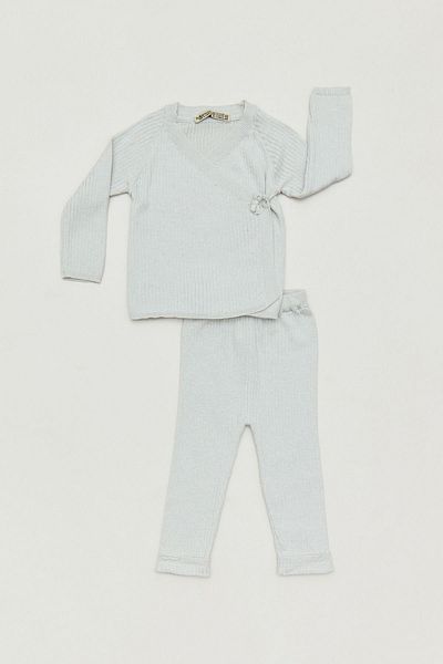 Fulla Moda Ribbed Double Breasted Collar Girl's Suit