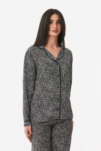 Fulla Moda Polka Dot Shirt Collar Pajama Set
