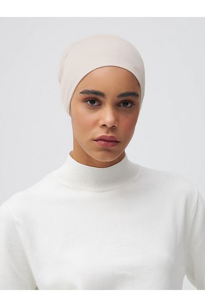 Femple Modest Off-White Plain Bonnet - Tie-Up Underscarf
